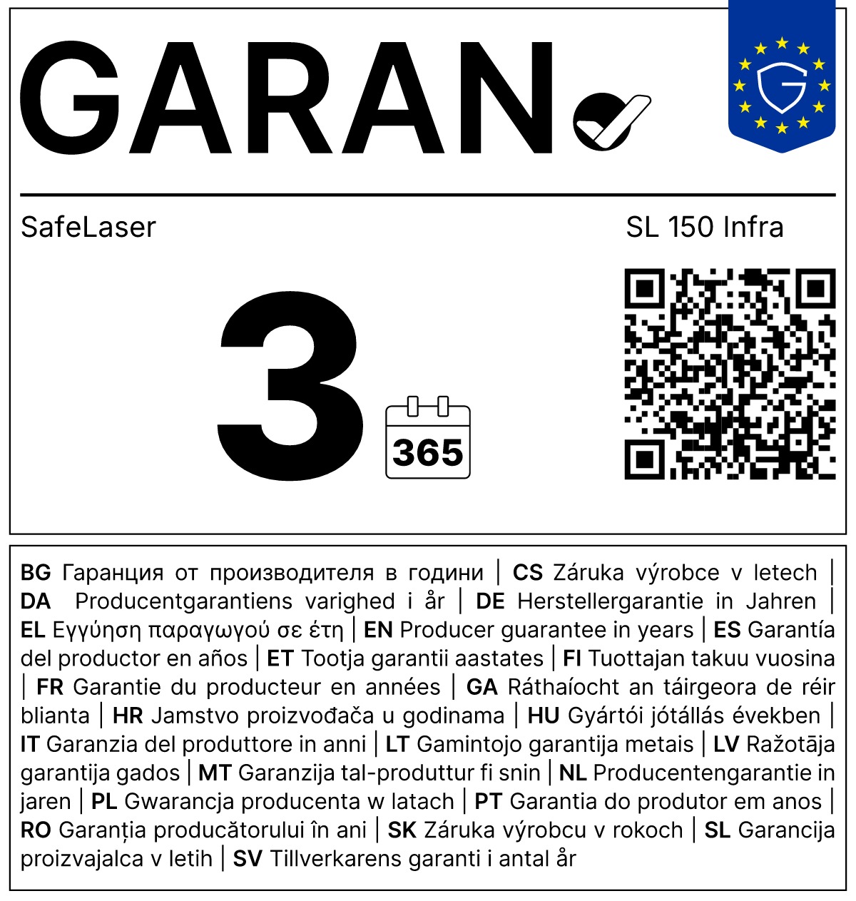 SafeLaser 150 garan-cimke - Otthoni Kezelés Webshop - 3 év gyártói garancia